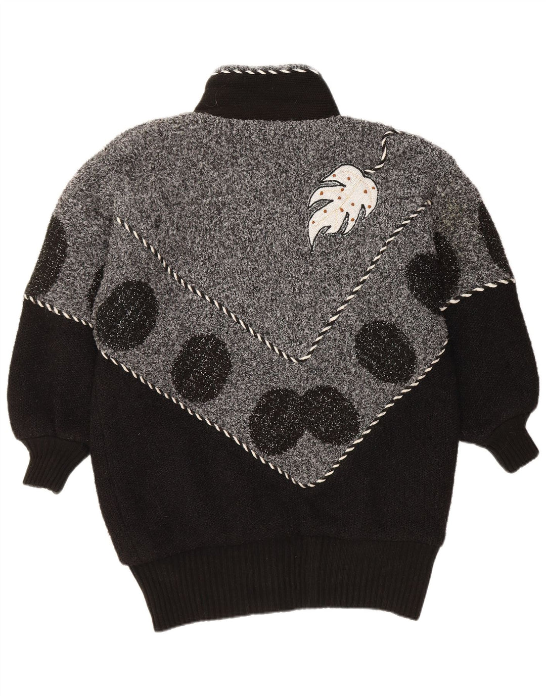 VINTAGE Womens Cardigan Sweater UK 22 3XL Black Colourblock