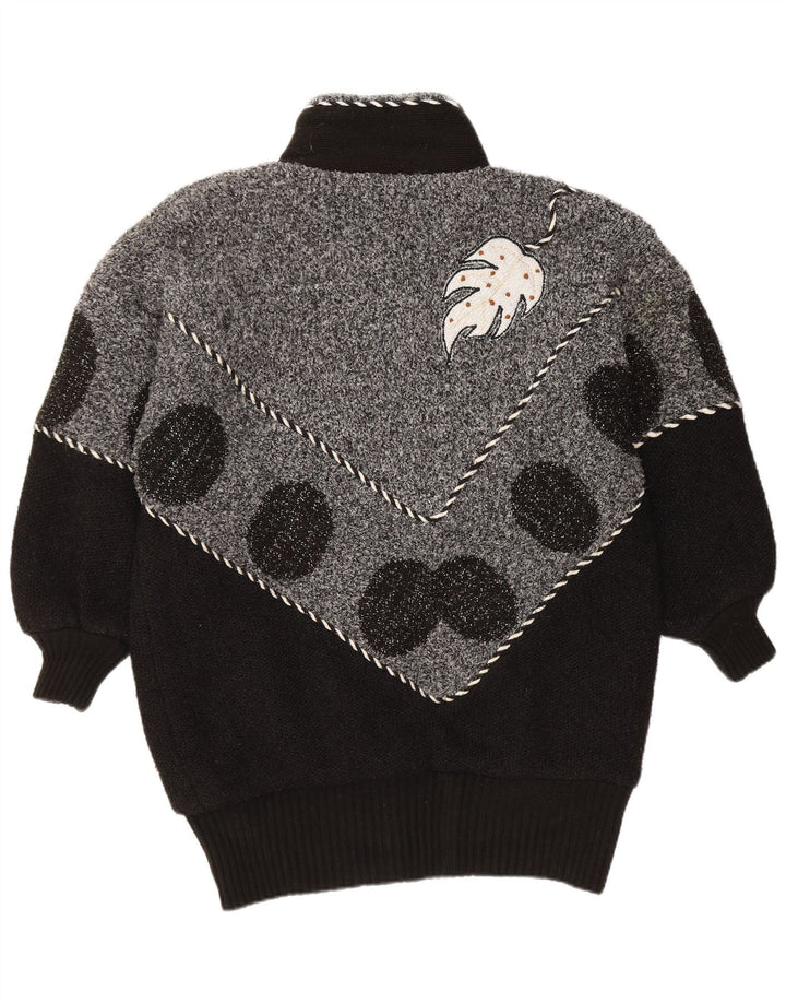 VINTAGE Womens Cardigan Sweater UK 22 3XL Black Colourblock