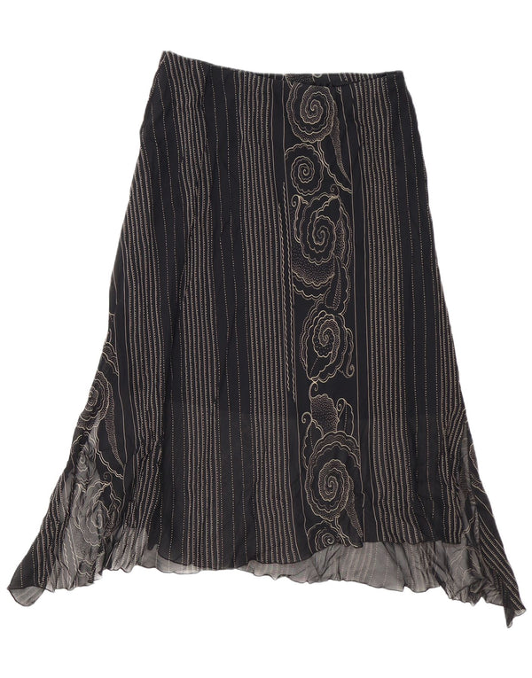 VINTAGE Womens Asymmetrical Skirt W34 Large Black Paisley