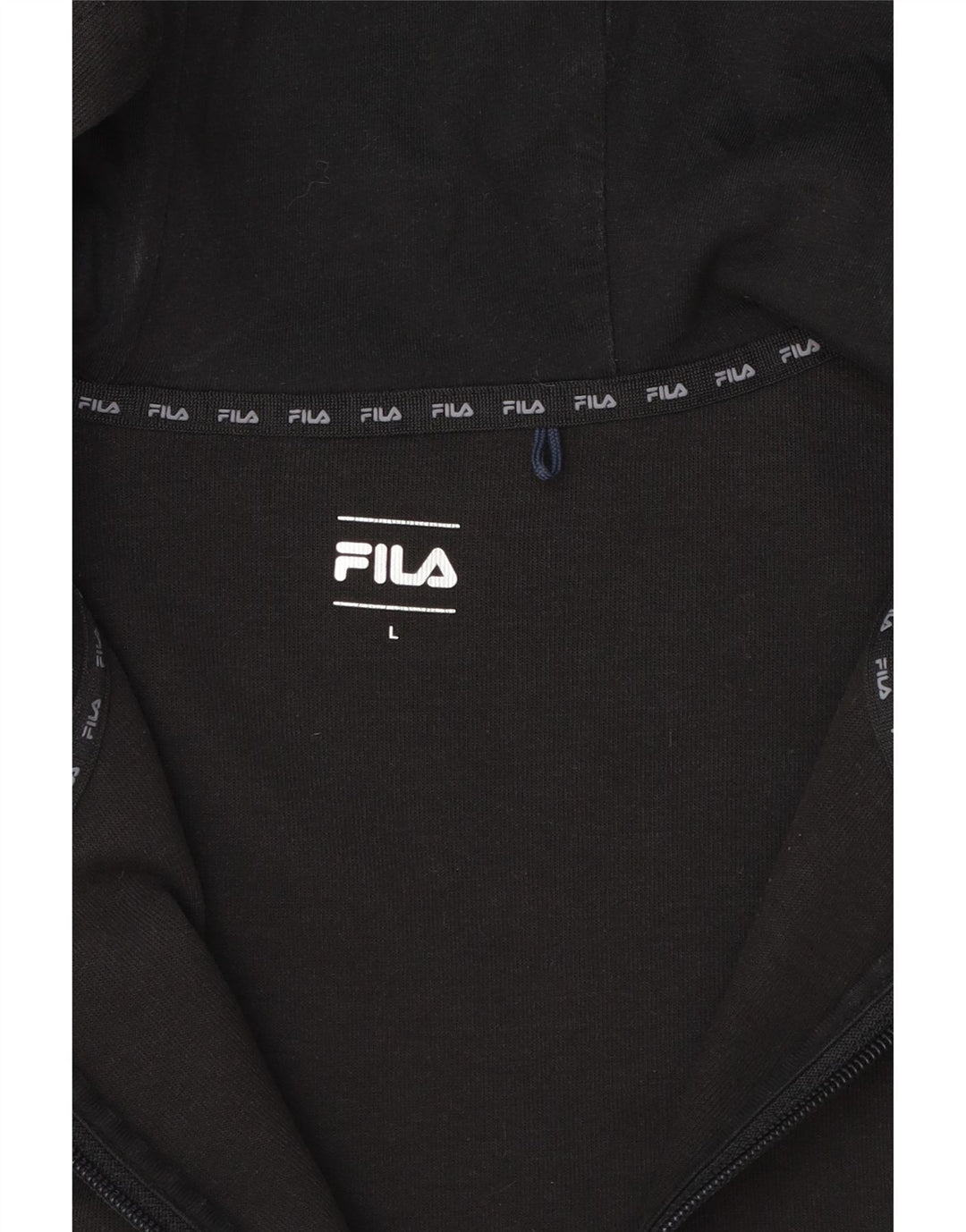 Fila Mens Zip Hoodie Sweater Large Black Colourblock