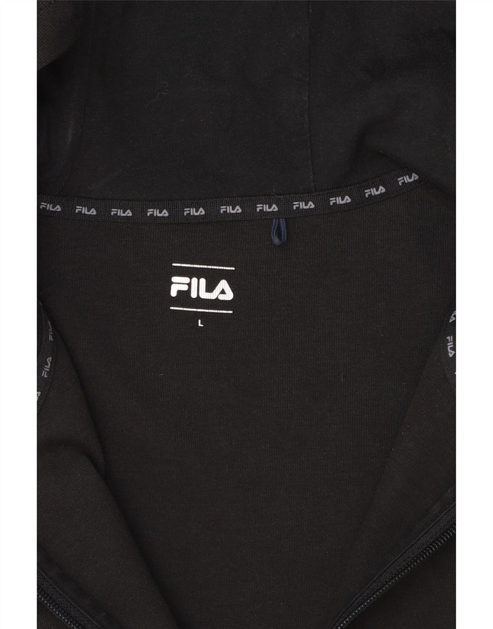 Fila Mens Zip Hoodie Sweater Large Black Colourblock