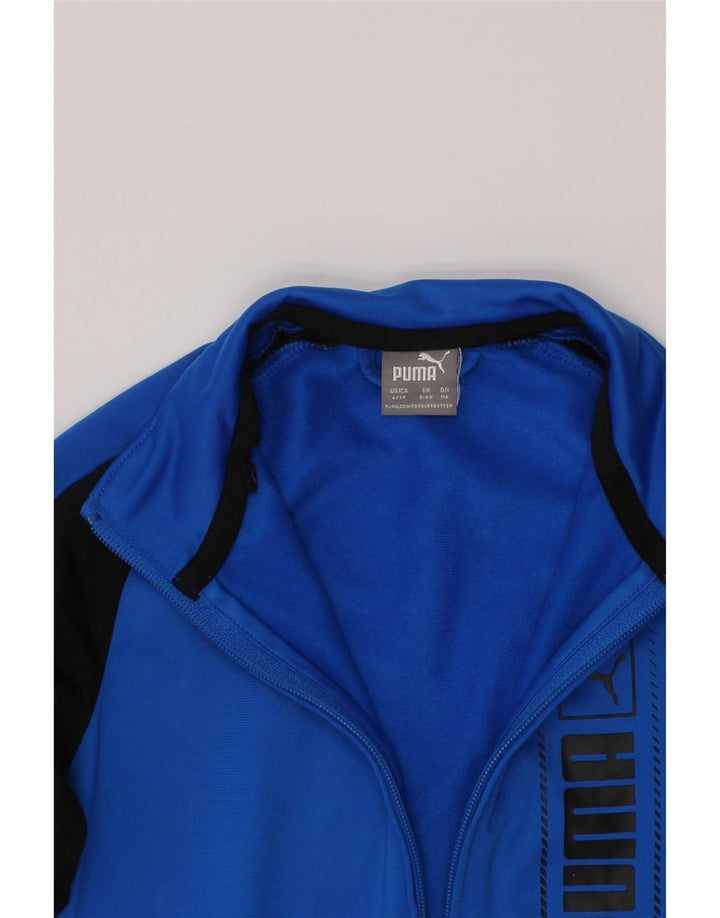 Puma Boys Graphic Tracksuit Top Jacket 5-6 Years Blue Colourblock