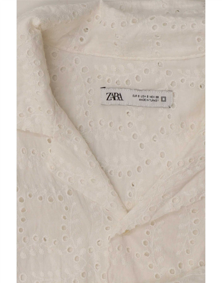 Zara Mens See Through Short Sleeve Shirt Small White