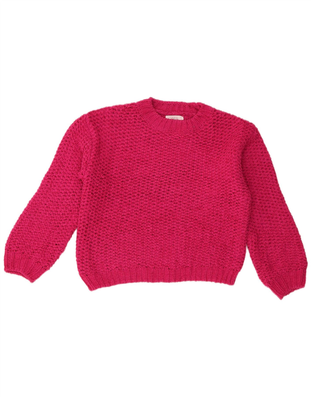 Zara Girls Crew Neck Jumper Sweater 13-14 Years Pink Polyester