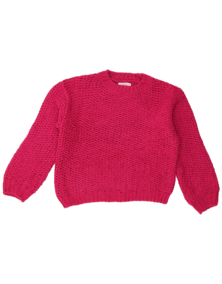 Zara Girls Crew Neck Jumper Sweater 13-14 Years Pink Polyester