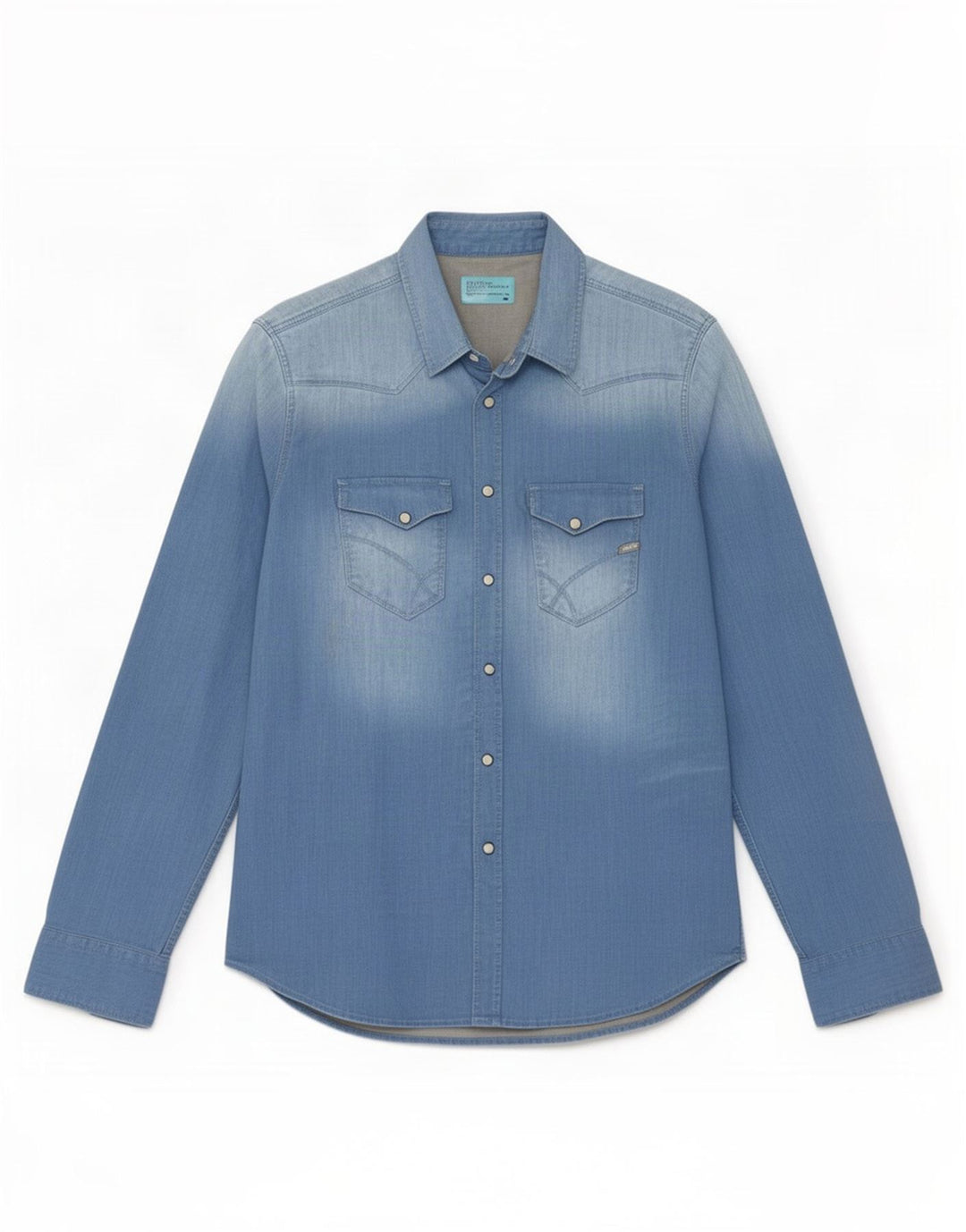 Vintage Mens Denim Shirt Large Blue Cotton