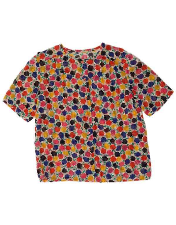 Vintage Womens See Through Shirt Blouse UK 16 Large Multicoloured Floral