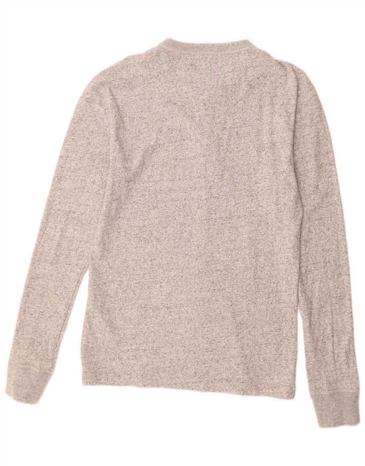 SUPERDRY Mens Top Long Sleeve Medium Grey Flecked Cotton