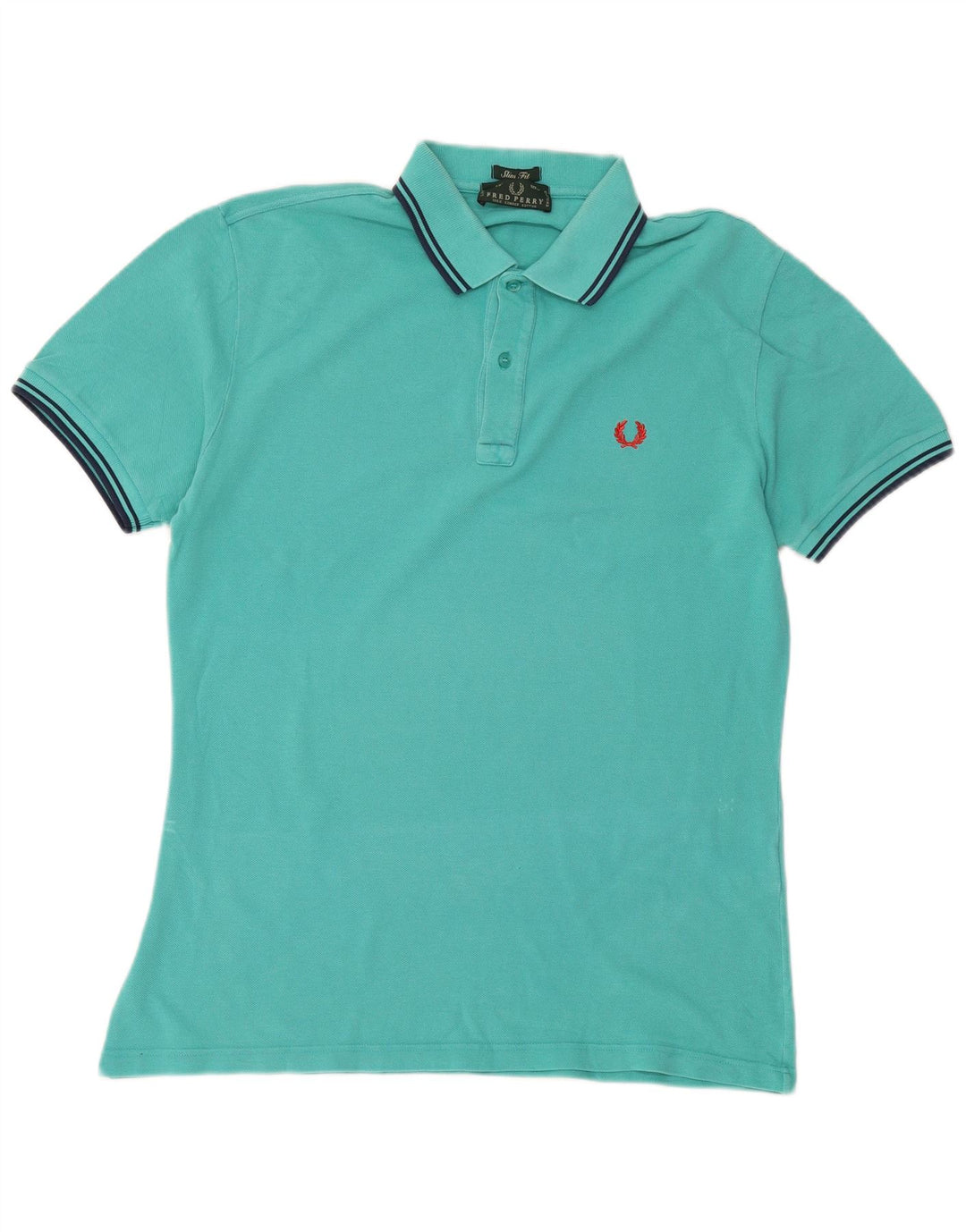 Fred Perry Mens Slim Fit Polo Shirt Large Turquoise Cotton