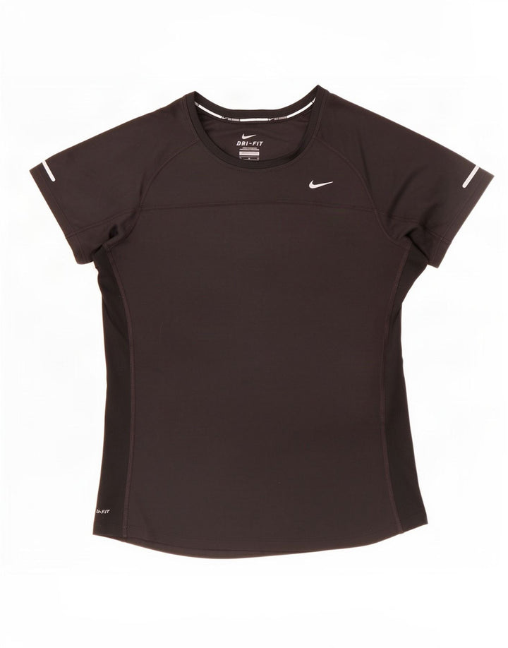 Nike Womens Dri Fit T-Shirt Top UK 12 Medium Black Polyester