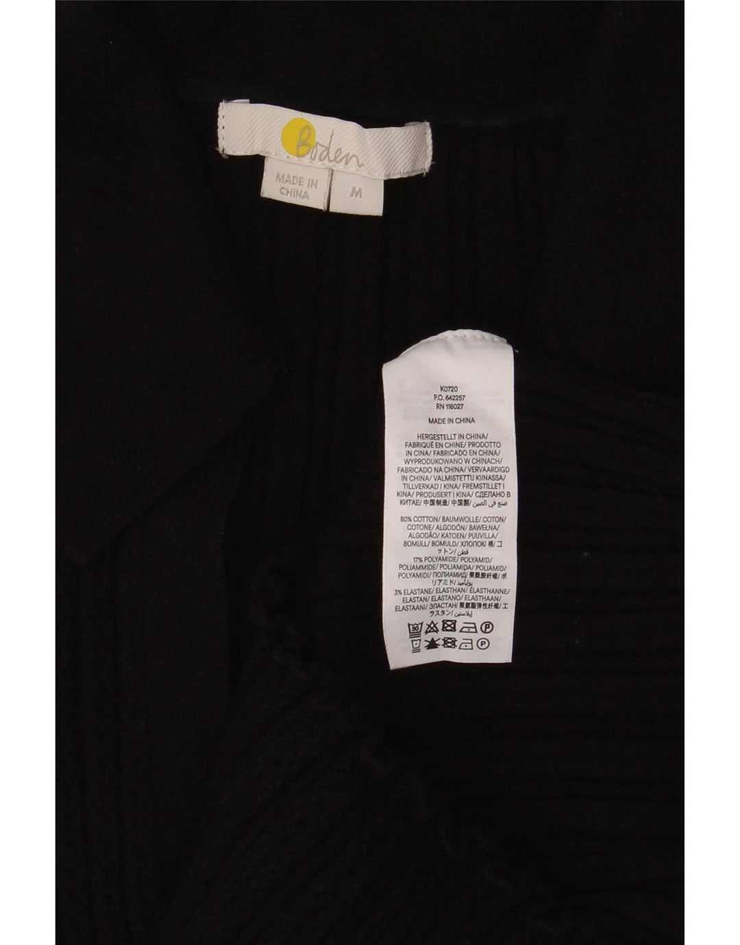 Boden Womens Polo Shirt UK 12 Medium Black Cotton
