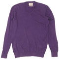Marks & Spencer Mens Regular Fit V-Neck Jumper Sweater Medium Purple Cotton