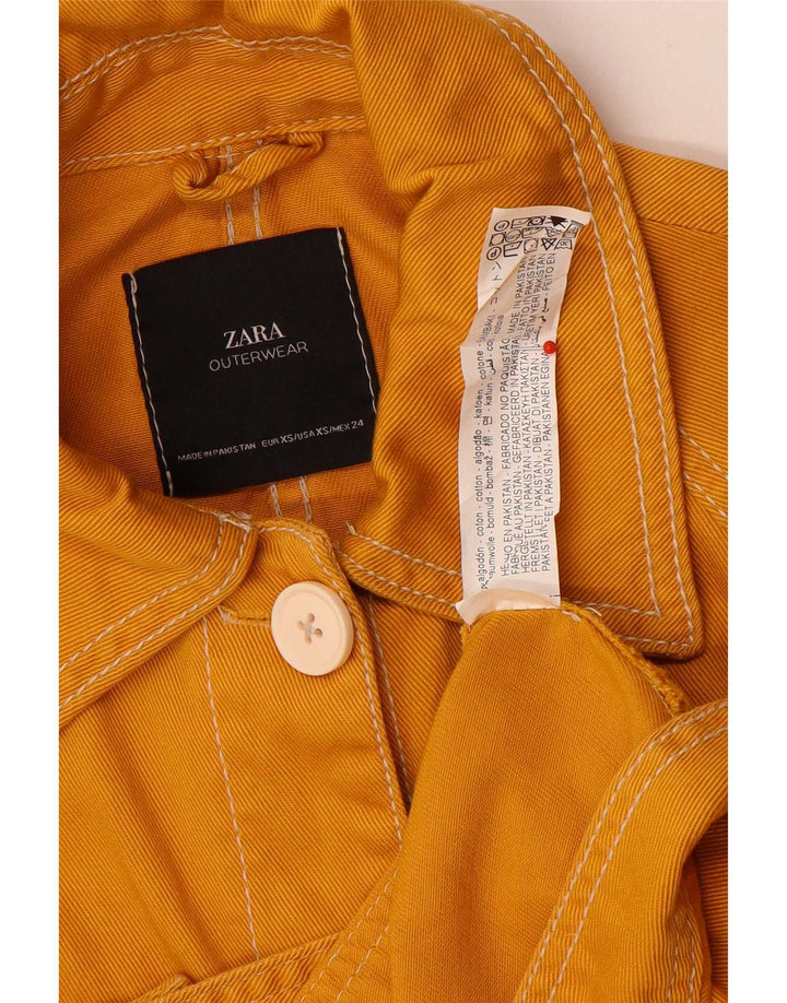 Zara Womens Oversized Bomber Jacket UK 6 XS Yellow Cotton