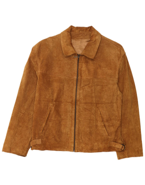 Vintage Mens Suede Jacket IT 50 Large Beige Leather