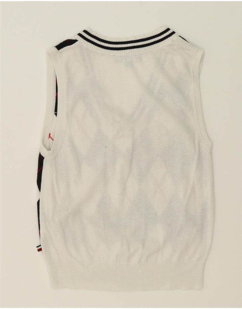 TOMMY HILFIGER Womens Vest Tank Top UK 10 Small White Argyle/Diamond Vintage Tommy Hilfiger and Second-Hand Tommy Hilfiger from Messina Hembry 