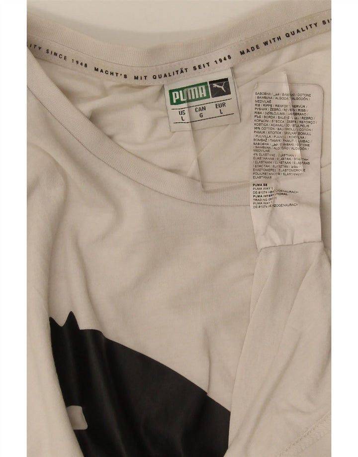 Puma Mens Graphic T-Shirt Top Large White Cotton