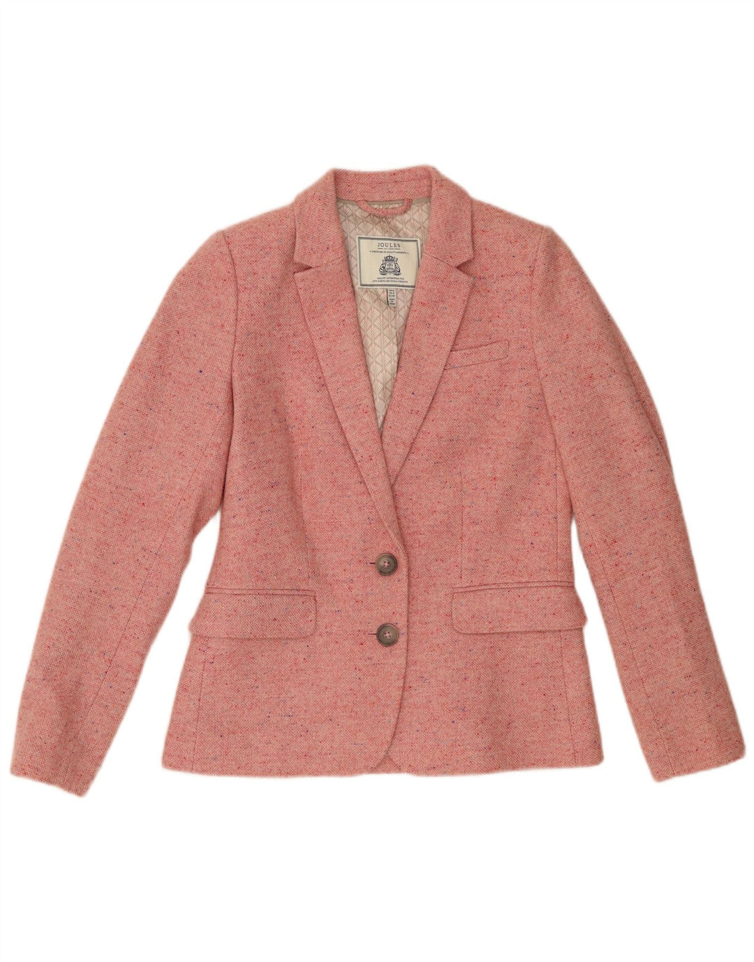 Joules Womens 2 Button Blazer Jacket UK 8 Small Pink Flecked Wool