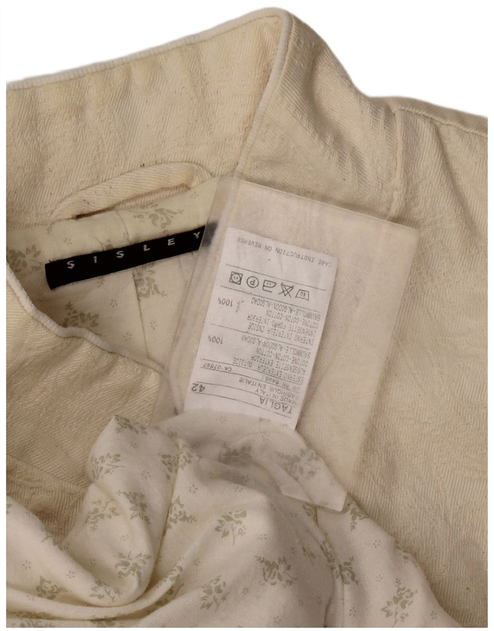 SISLEY Womens Overcoat IT 42 Medium Off White Cotton