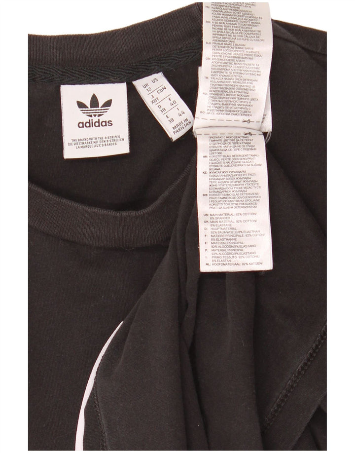 Adidas Womens Graphic T-Shirt Top UK 12 Medium Black Cotton