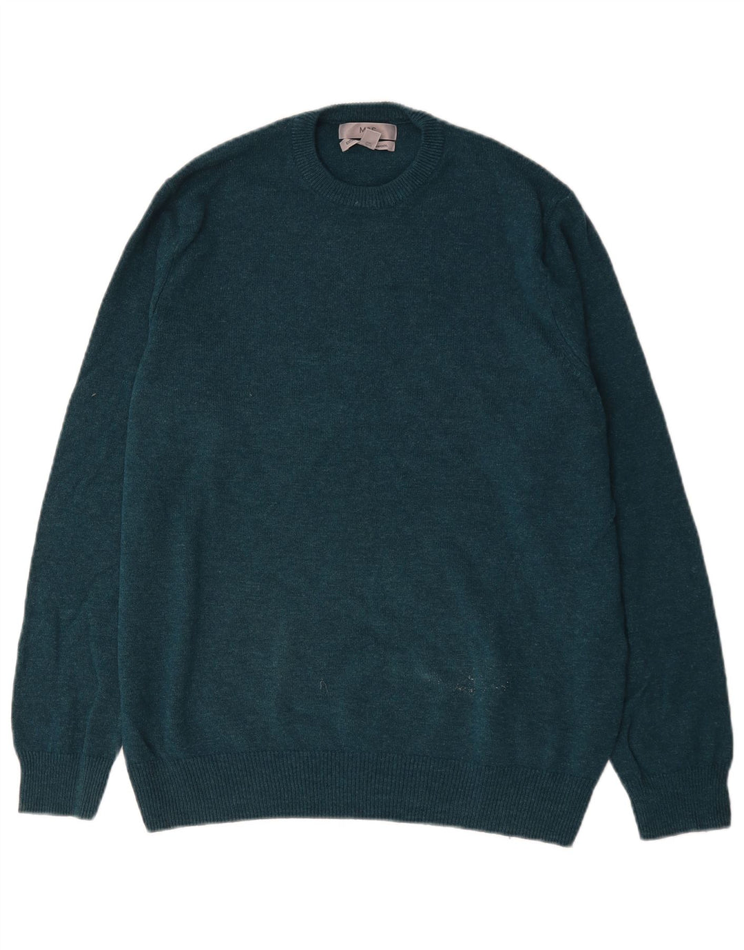 Marks & Spencer Mens Crew Neck Jumper Sweater XL Green Lambswool