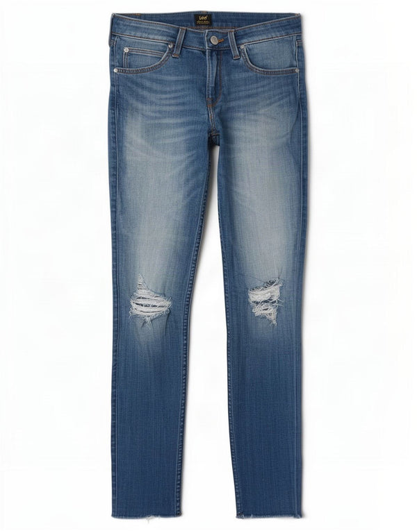 Lee Womens Scarlett Distressed Skinny Jeans W28 L29 Blue Cotton