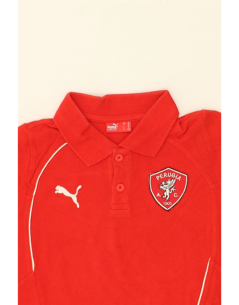 PUMA Boys Perugia Graphic Polo Shirt 9-10 Years Red Cotton | Vintage Puma | Thrift | Second-Hand Puma | Used Clothing | Messina Hembry 