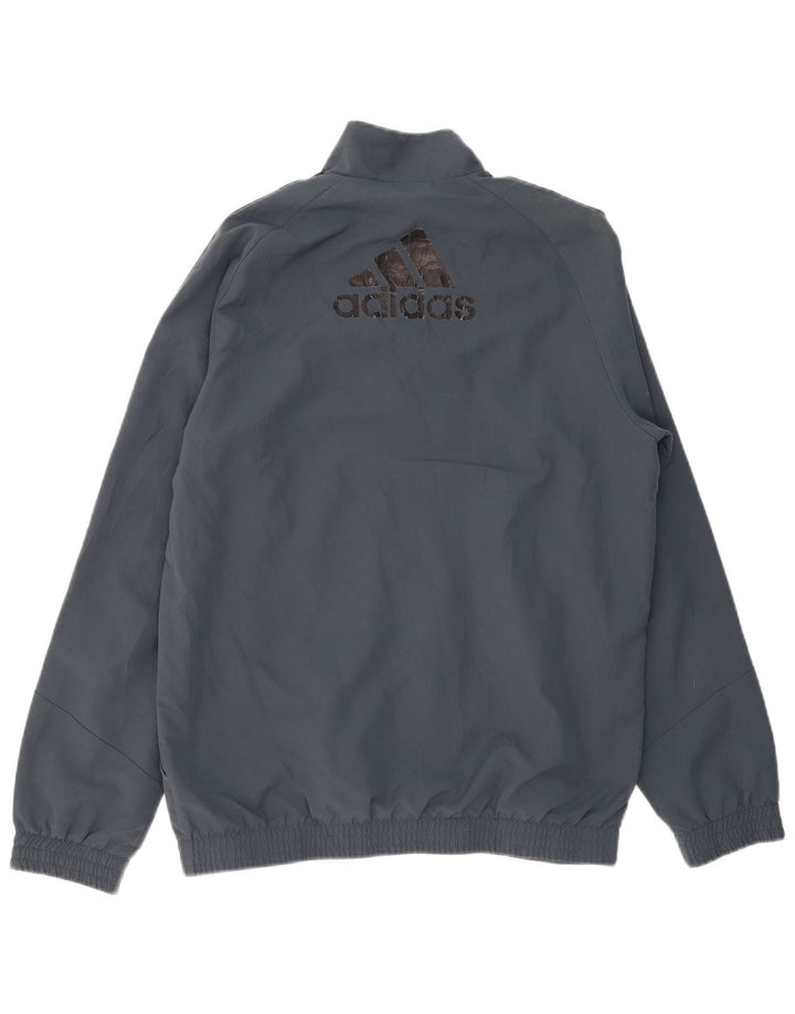 ADIDAS Mens Graphic Tracksuit Top Jacket UK 38/40 Medium Grey Polyester