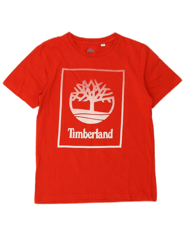 Timberland Boys Regular Graphic T-Shirt Top 13-14 Years Red Cotton