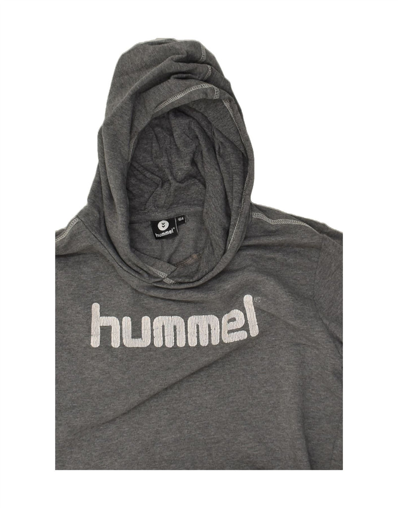 HUMMEL Boys Graphic Hoodie Jumper 13-14 Years Grey Cotton | Vintage Hummel | Thrift | Second-Hand Hummel | Used Clothing | Messina Hembry 