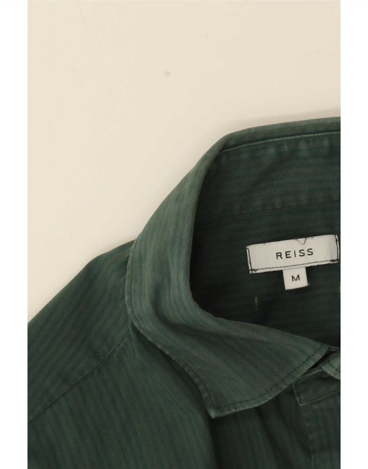 Reiss Mens Shirt Medium Green Pinstripe