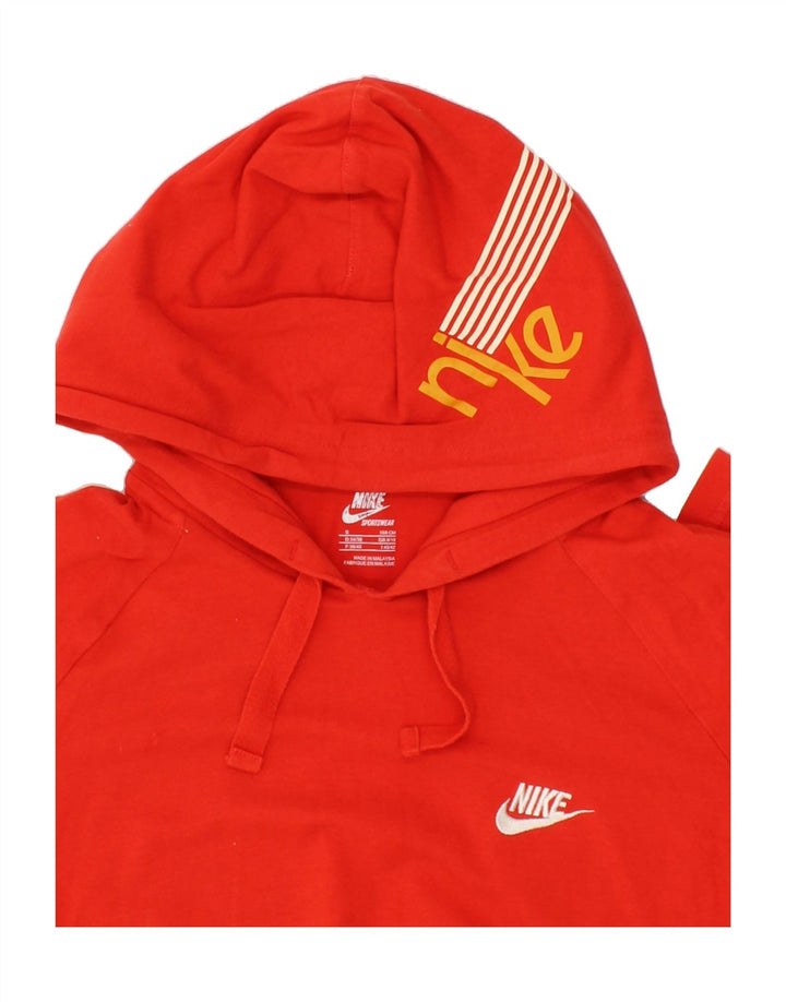 NIKE Womens Graphic Hoodie Jumper UK 8/10 Small Red Vintage Nike and Second-Hand Nike from Messina Hembry 