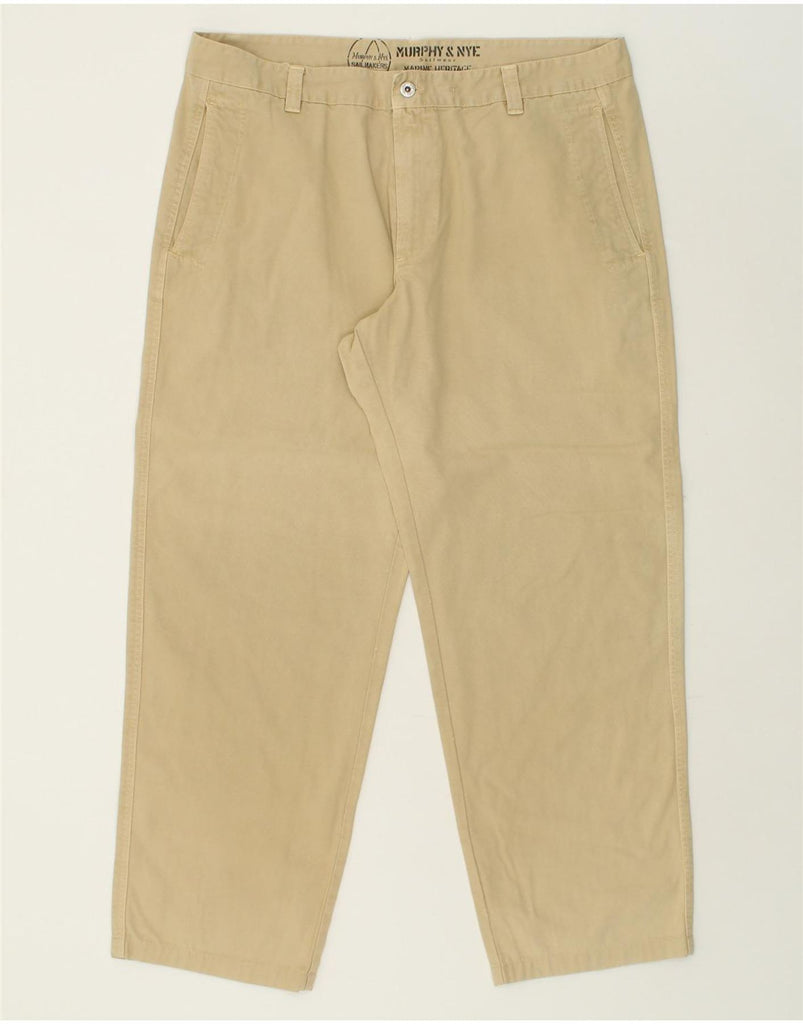 MURPHY & NYE Mens Straight Chino Trousers W42 L32 Beige Cotton | Vintage Murphy & Nye | Thrift | Second-Hand Murphy & Nye | Used Clothing | Messina Hembry 