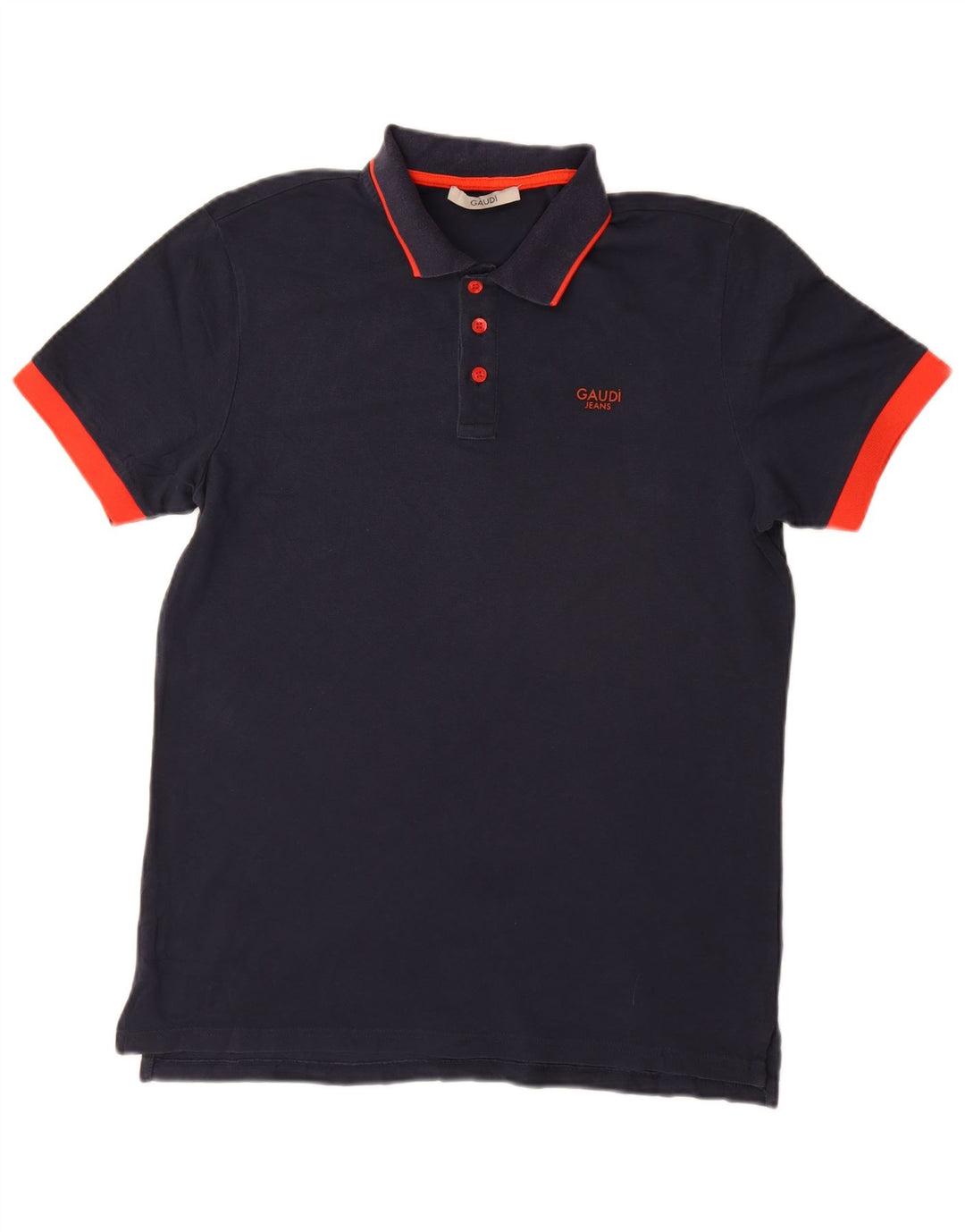 Gaudi Mens Polo Shirt Medium Navy Blue Cotton