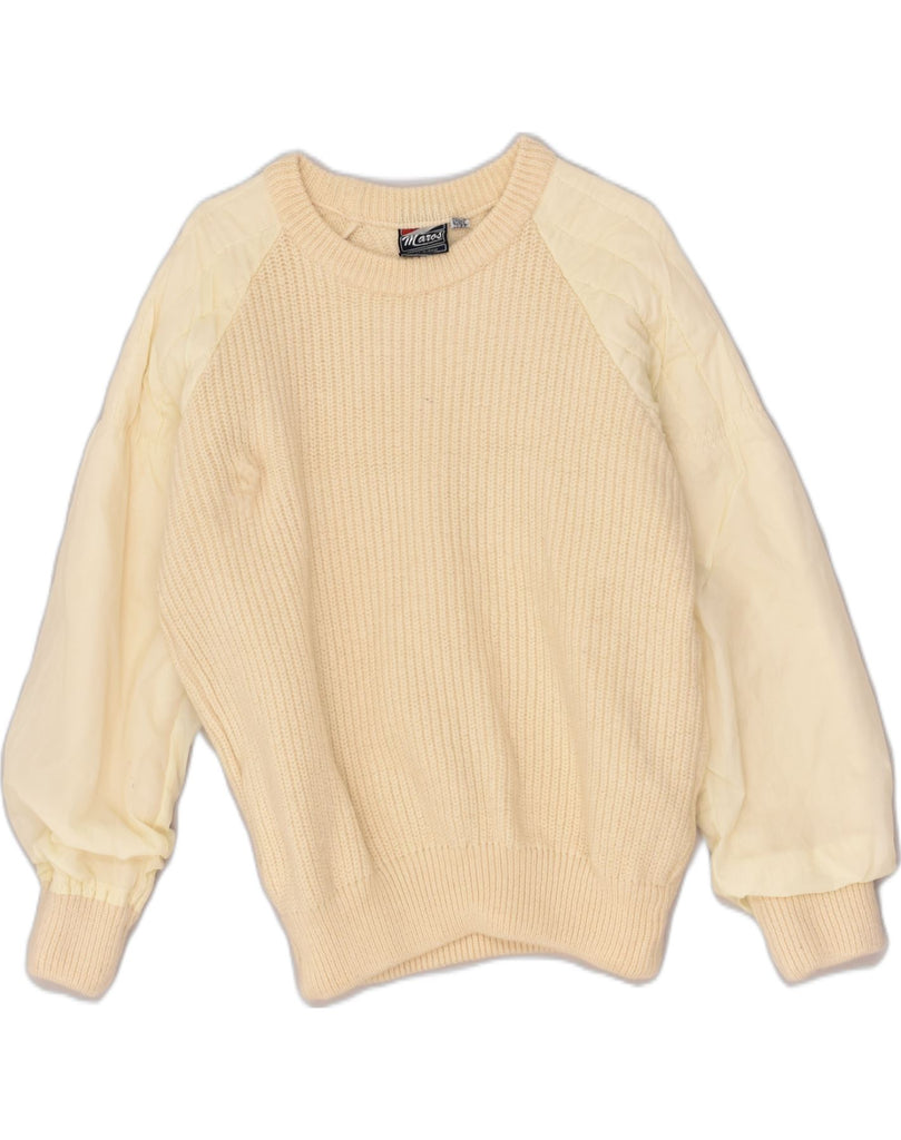 VINTAGE Mens Crew Neck Jumper Sweater Medium Yellow Acrylic | Vintage Vintage | Thrift | Second-Hand Vintage | Used Clothing | Messina Hembry 