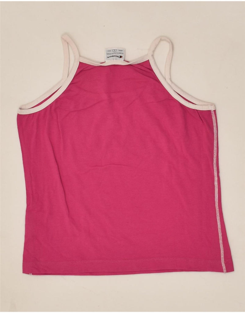 CHAMPION Girls Graphic Vest Top 9-10 Years Large Pink Cotton | Vintage Champion | Thrift | Second-Hand Champion | Used Clothing | Messina Hembry 