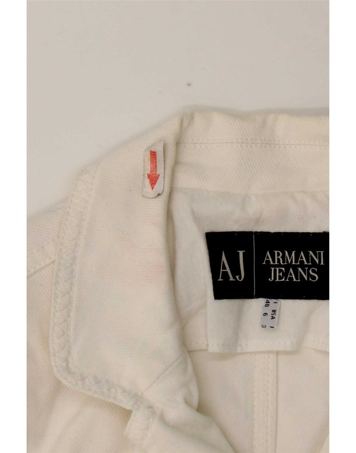 Armani Jeans Womens 3 Button Blazer Jacket UK 10 Small White Cotton