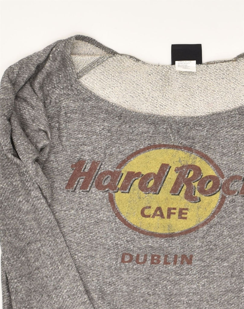 HARD ROCK CAFE Womens Dublin Graphic Sweatshirt Jumper UK 10 Small Grey | Vintage Hard Rock Cafe | Thrift | Second-Hand Hard Rock Cafe | Used Clothing | Messina Hembry 