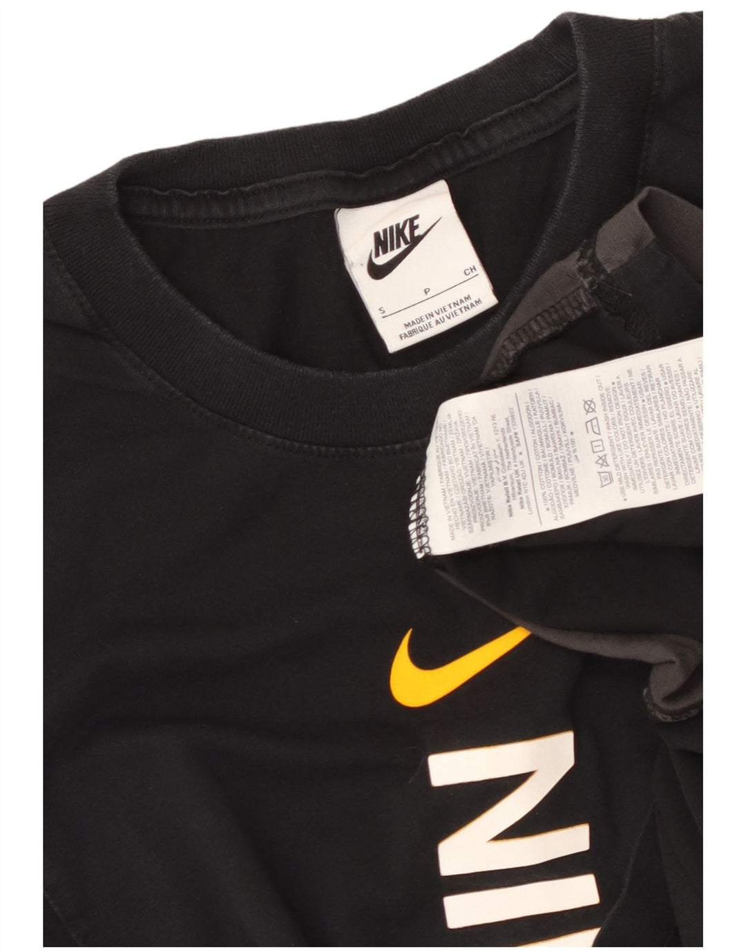 NIKE Mens Graphic T-Shirt Top Small Black Colourblock Cotton