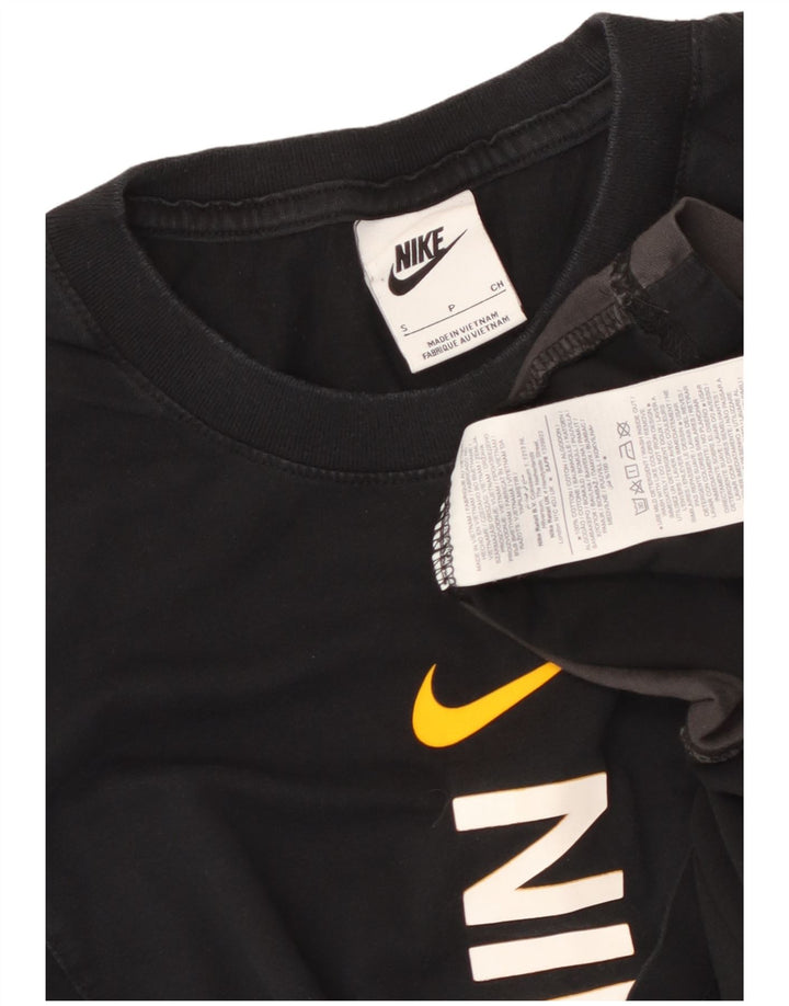 NIKE Mens Graphic T-Shirt Top Small Black Colourblock Cotton