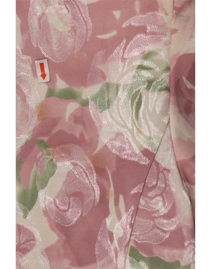 VINTAGE Womens Short Sleeve 4 Button Blazer Jacket IT 50 XL Pink Floral