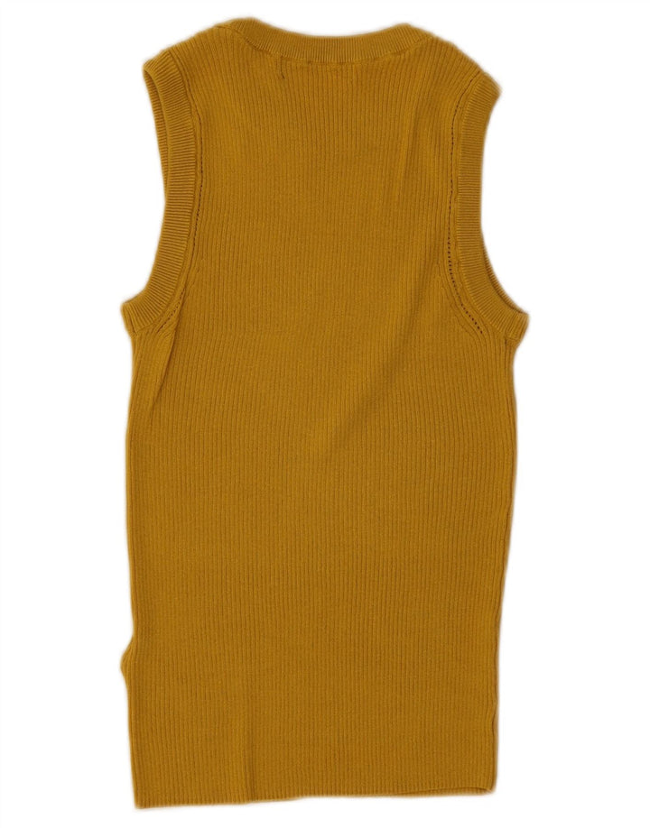 Marks & Spencer Womens Vest Top UK 10 Small Yellow Viscose