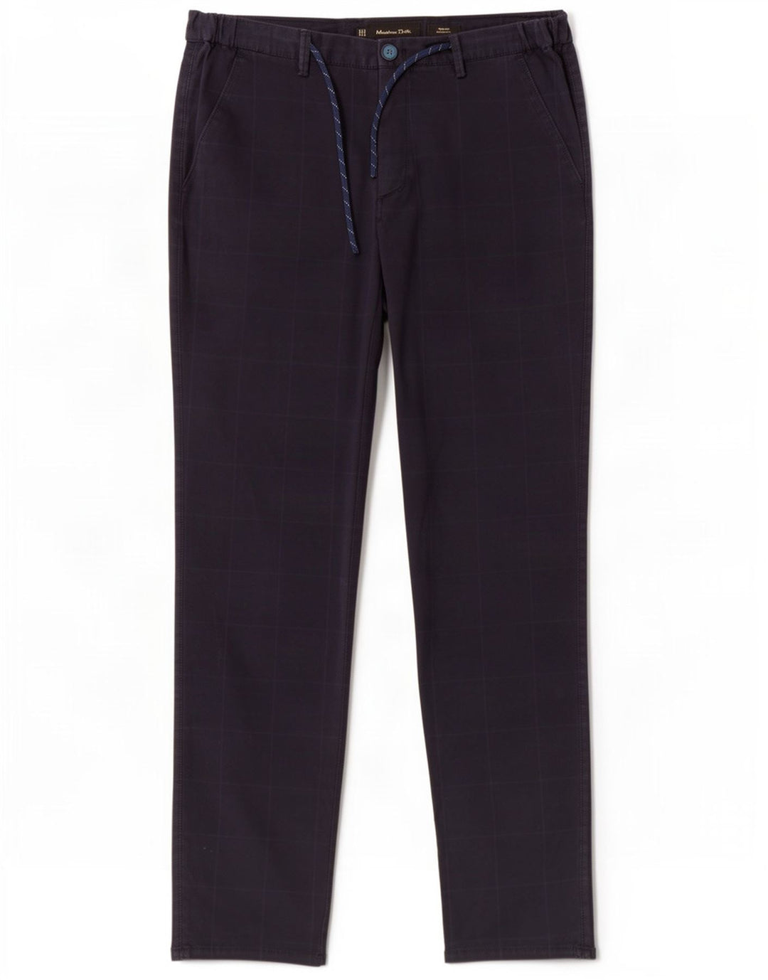 Massimo Dutti Mens Chino Trousers EU 42 Large W32 L32 Navy Blue Check