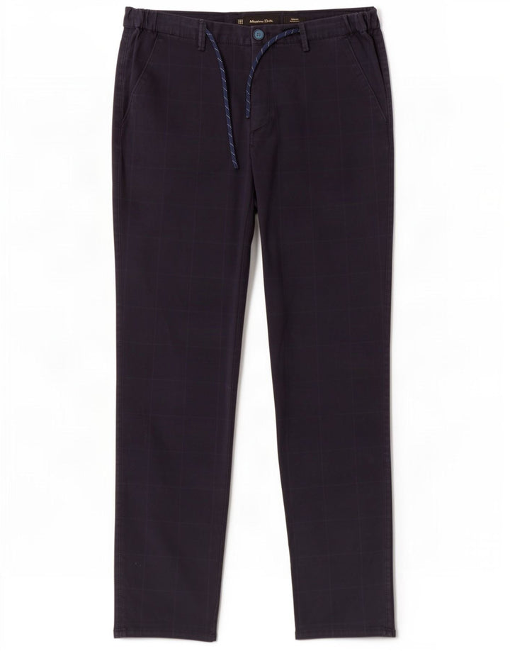 Massimo Dutti Mens Chino Trousers EU 42 Large W32 L32 Navy Blue Check
