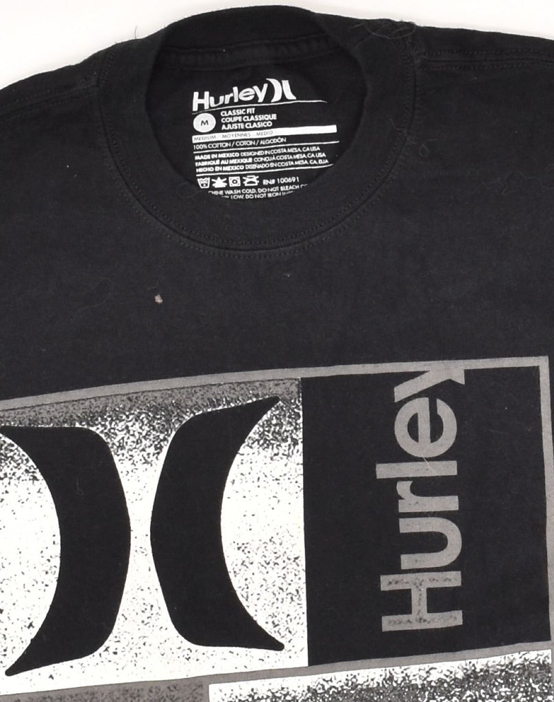 HURLEY Mens Classic Fit Graphic T-Shirt Top Medium Black Cotton | Vintage Hurley | Thrift | Second-Hand Hurley | Used Clothing | Messina Hembry 