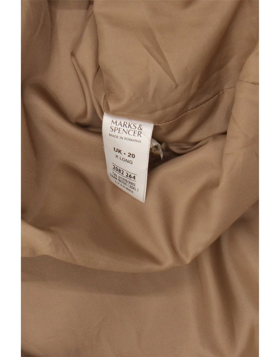 Marks & Spencer Womens Longline Overcoat UK 20 2XL Beige Polyester