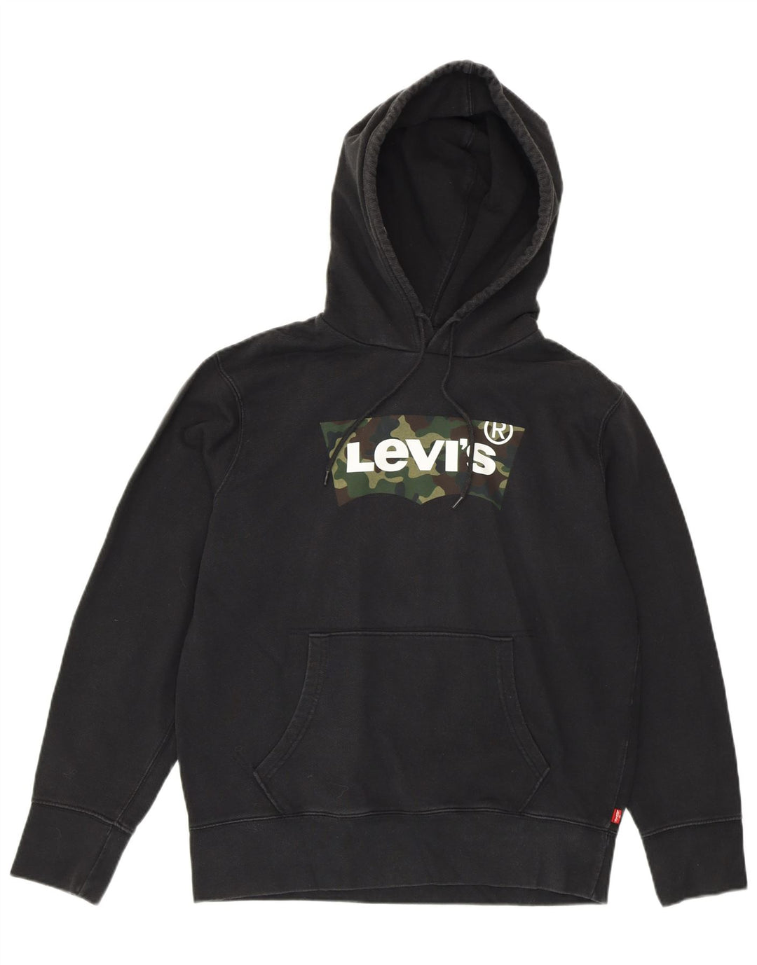 LEVI'S Mens Graphic Hoodie Jumper Small Black Cotton