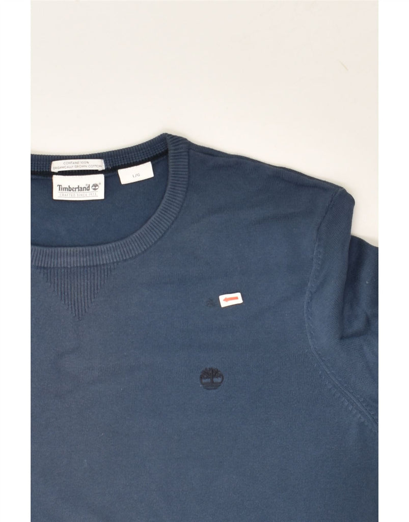 TIMBERLAND Mens Crew Neck Jumper Sweater Large Navy Blue Cotton | Vintage Timberland | Thrift | Second-Hand Timberland | Used Clothing | Messina Hembry 