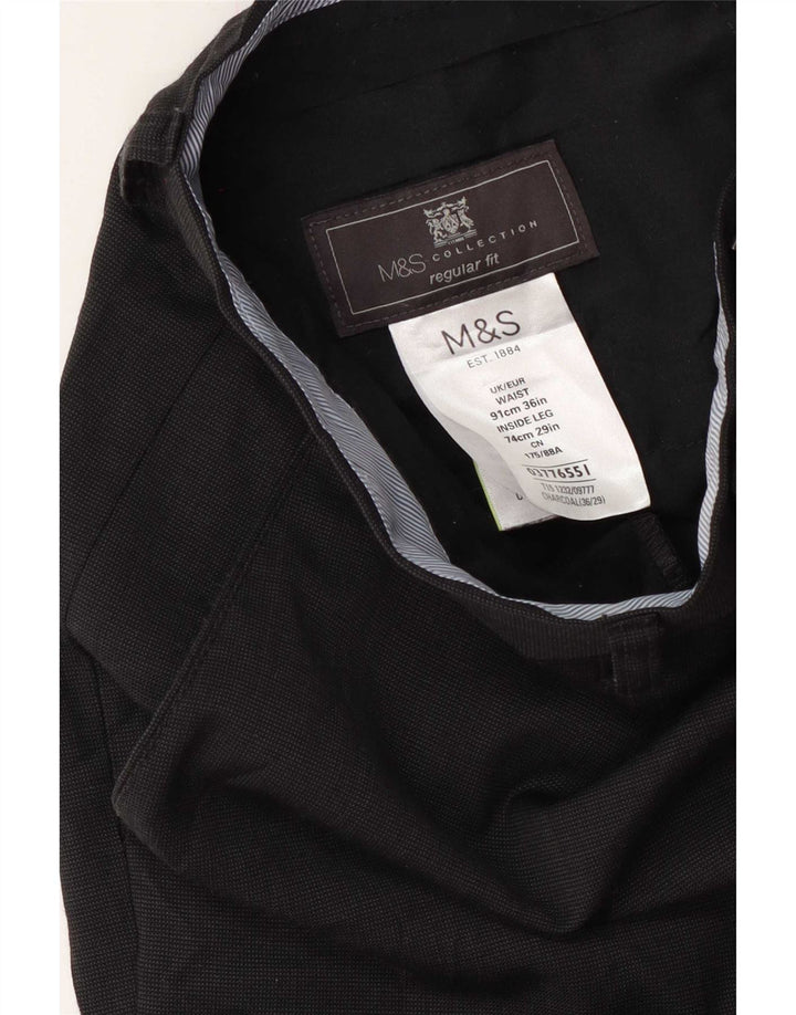 Marks & Spencer Mens Regular Fit Suit Trousers W36 L29 Navy Blue Wool