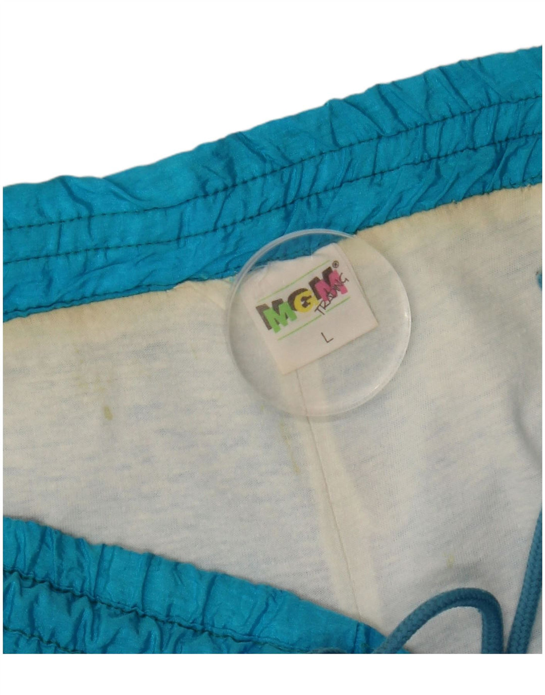 VINTAGE Mens Tracksuit Trousers Joggers Large Blue Nylon