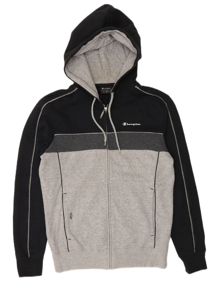 Champion Mens Zip Hoodie Sweater Small Grey Colourblock